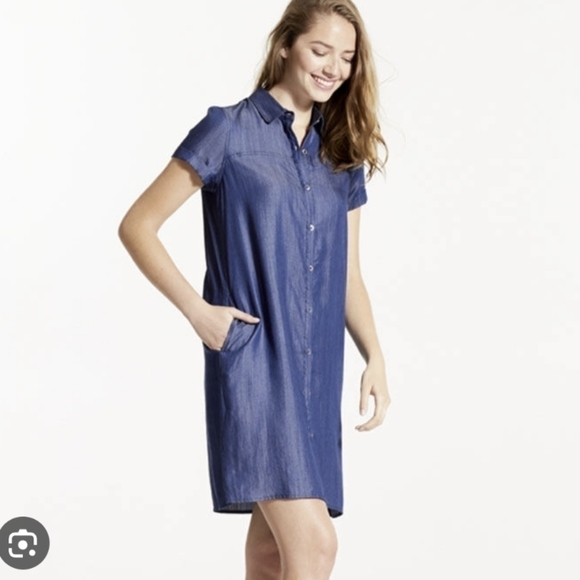 Fig Clothing SOY Dress blue denim tencel size Medium T6 - Picture 1 of 11